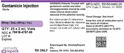 Mm1 (Gentamicin 80mg   2ml (40mg  mL) 70518 4757 00)